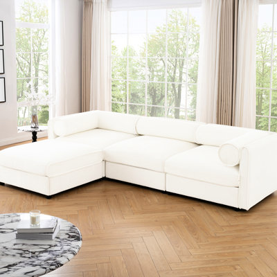 Élégant 3 avec tissu chenille et rangement blanc pur pour une assise confortable