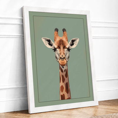 Giraffe Portrait Modern - Framed Print