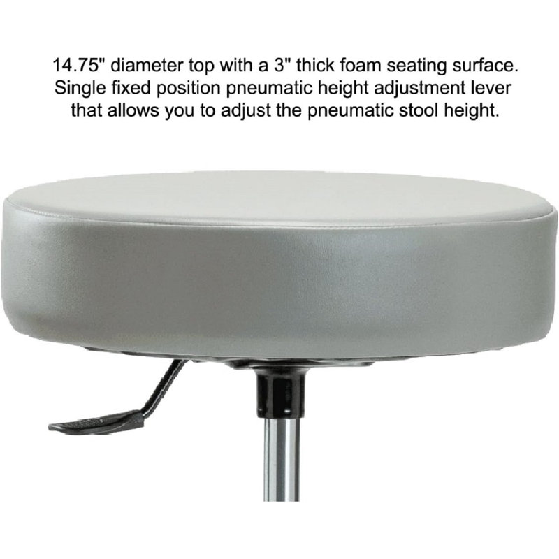 Tabouret pivotant à un levier avec anneau de pied PERCH | Hauteur du banc élevé: 24 à 34 po, Vinyl gris