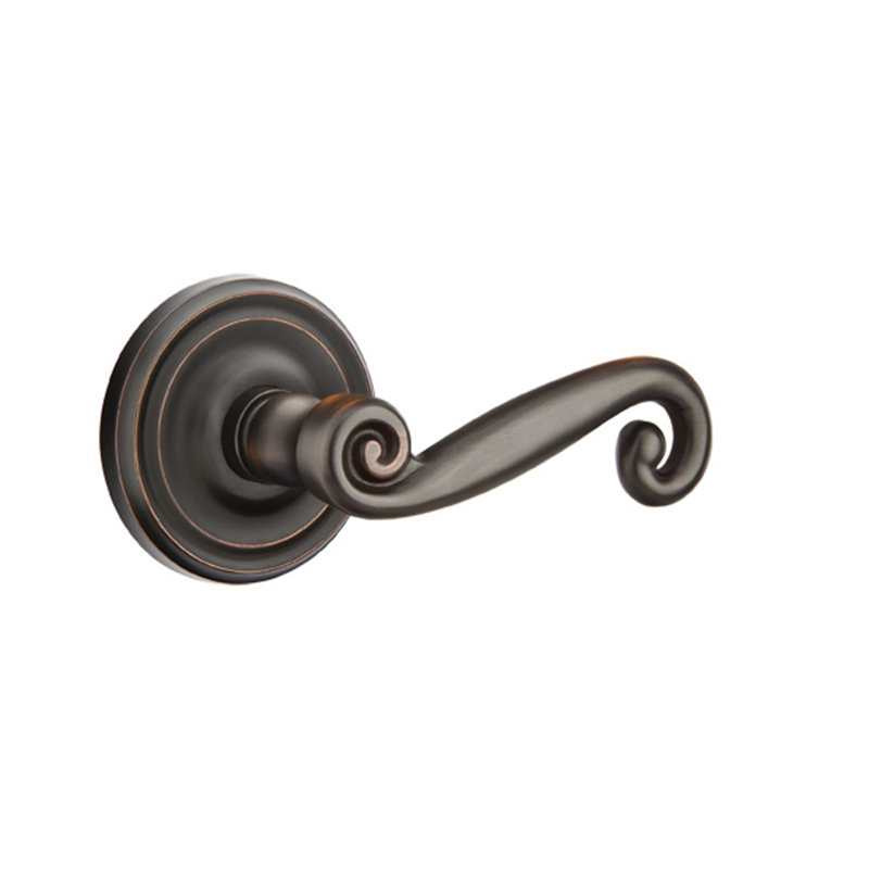 Scroll Passage (Hall & Closet) Door Lever with Round Rosette, Left, Oil Rubbed Bronze
