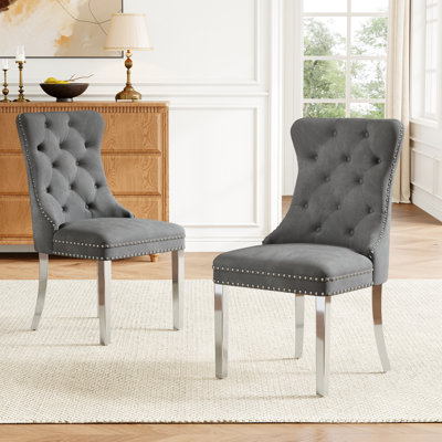 Velvet Upholstered Wingback Dining Chair