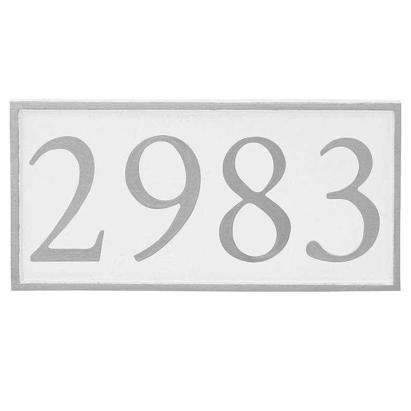 Plaque d'adresse murale 1 ligne Serif, Argent, Blanc, Oui