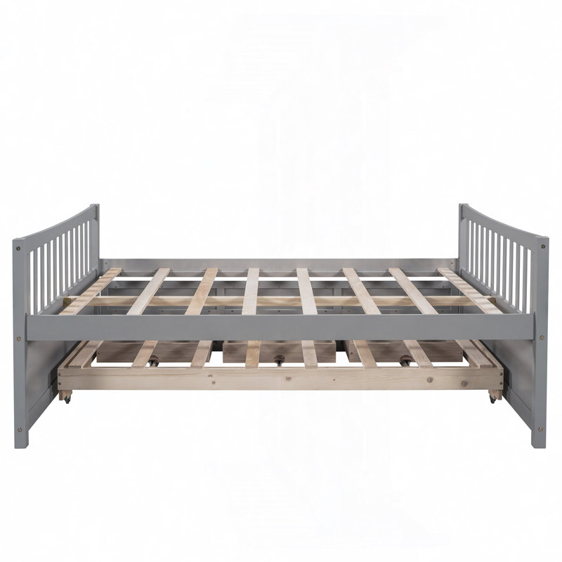 Ajavian Three Drawers Wooden Daybed with Trundle, Full, Gray