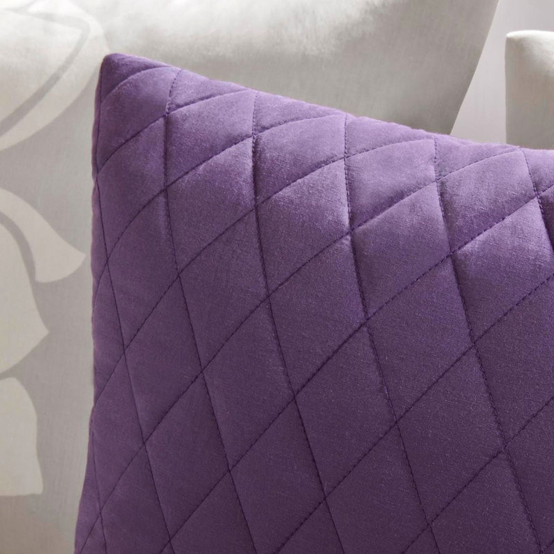 Édredon imprimé en coton - taupe très grand gris / mauve 1 jupe de lit 2 taies décoratives 3 magnifiques coussins décoratifs