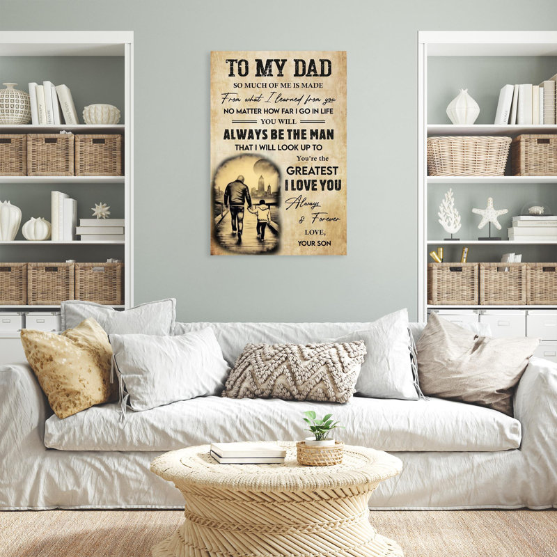 " To My Dad Love Your Son - 1 Piece Rectangle Graphic Art Print On Wrapped Canvas ", 36" H x 24" W x 1.25" D