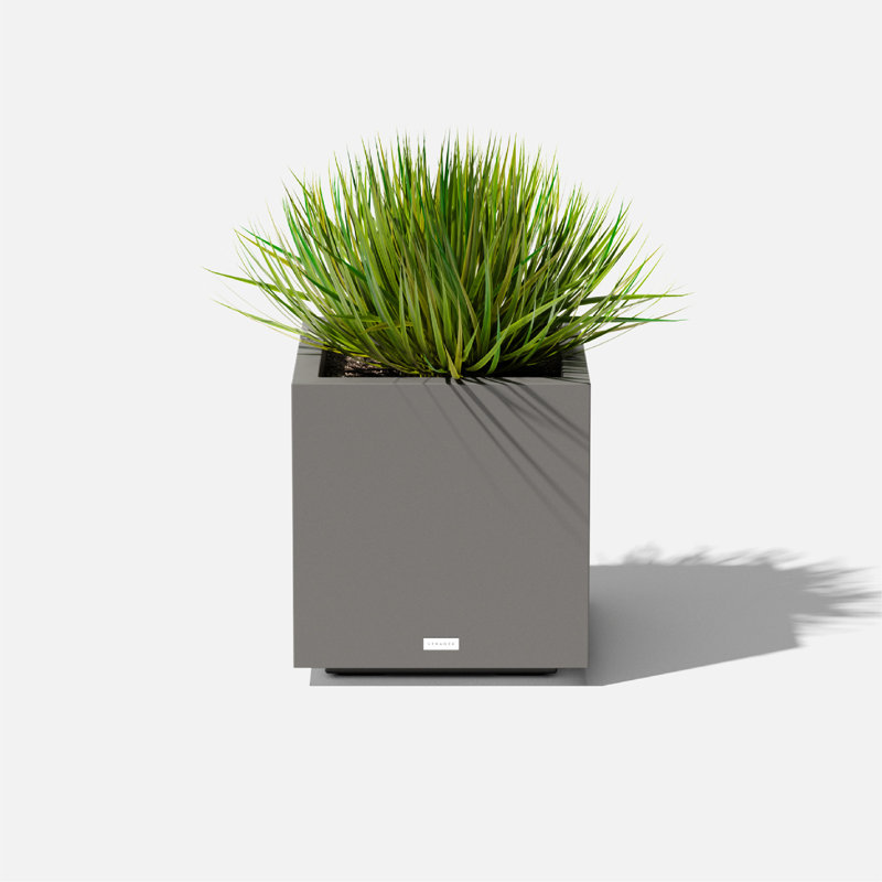 Block Series Cube Planter, Gray, 18.25" H x 17" W x 17" D