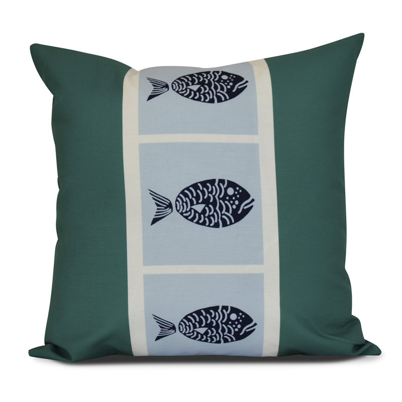 Sail, Sun, & Fun Reversible Throw Pillow, Green, 20" H x 20" W x 7" D
