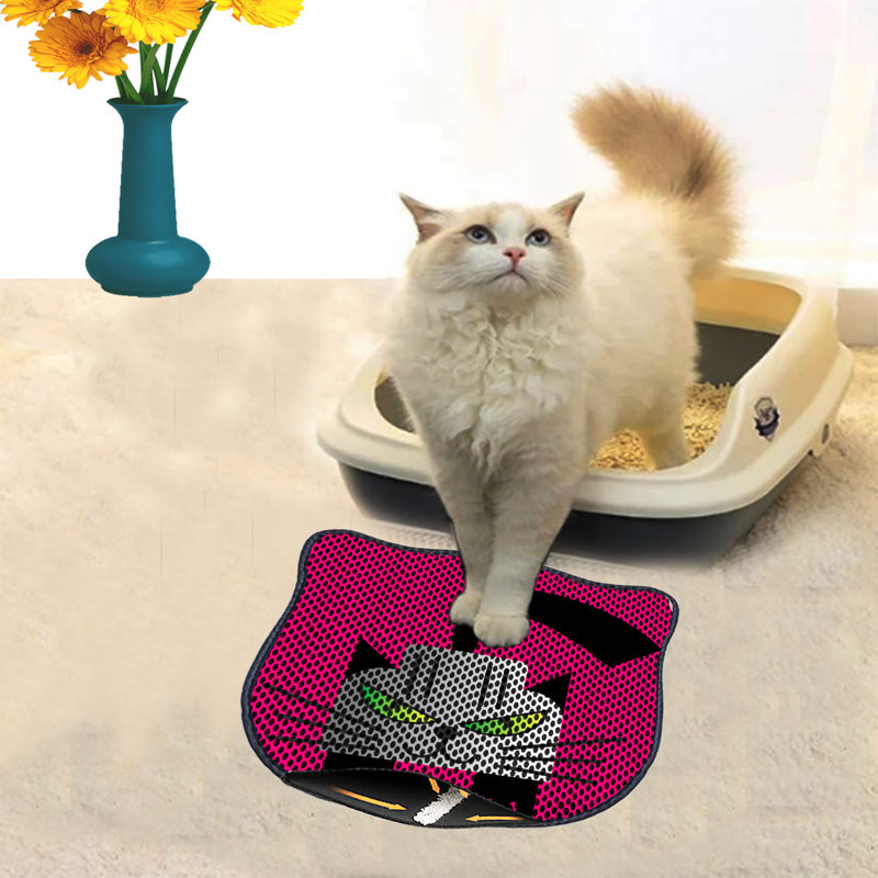 Tapis de litière durable pour chat, 15,7 po x 19,7 po | 50% PVC / 50% polyester, lavable à la machine et passer l'aspirateur | Parfait pour un nettoyage facile, conception antidérapante pour garder votre maison propre et fraîche, idéal pour les propriétaires d'animaux de compagnie