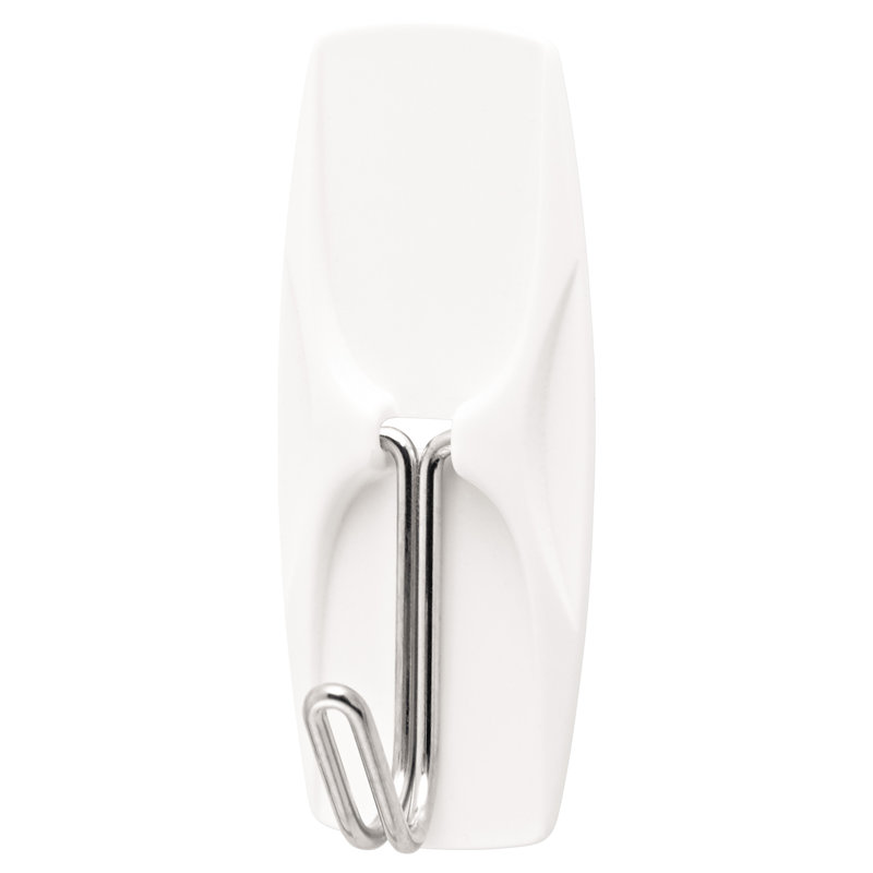 White Medium Plastic and Metal Adhesive Hooks, 7 Pack