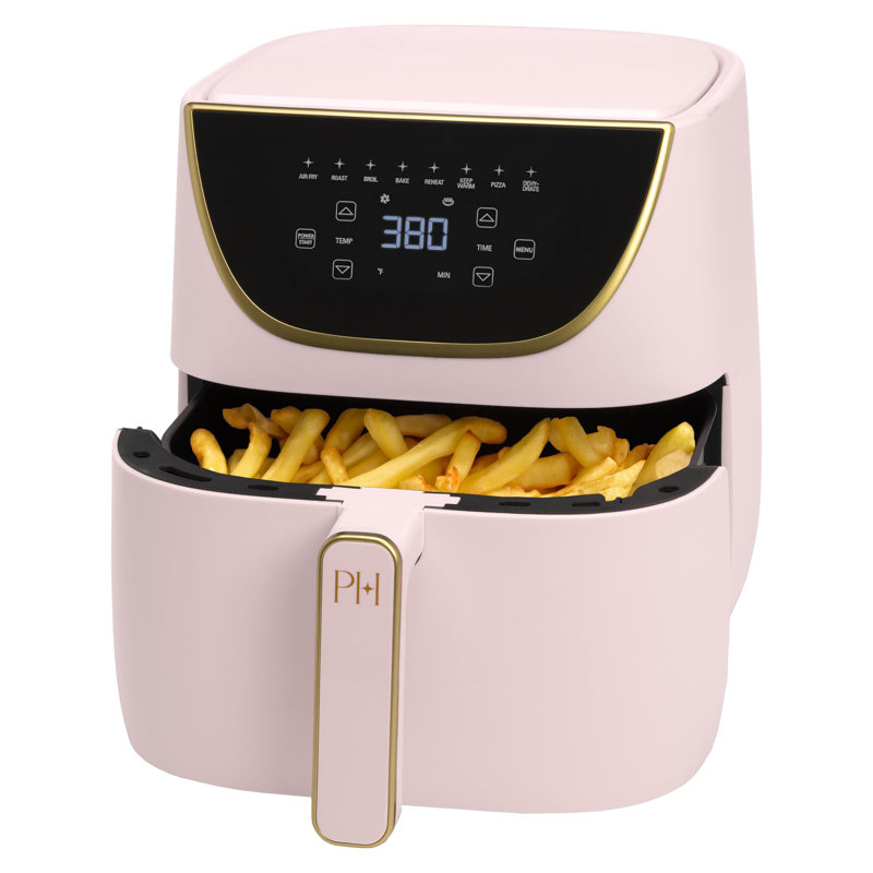 Air Fryer, Large 6-Quart Capacity, Nonstick Made without PFAS, Touchscreen Display, 8-in-1 (Air Fry, Roast, Broil, Bake, Reheat, Keep Warm, Pizza, Dehydrate), Dishwasher Safe