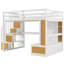 Lit mezzanine avec bureau et tablettes, deux tiroirs intégrés, escalier de rangement-1639856443