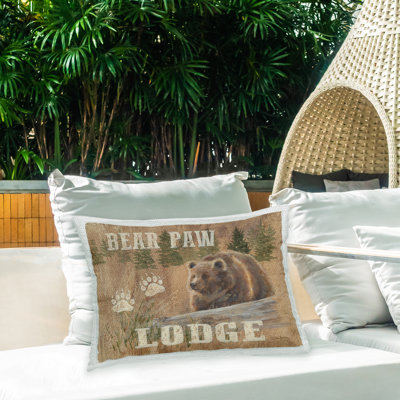 Bear Paw Lodge Outdoor Printed Pillow by Pam Britton