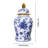 Noa Modern Blue and White Floral Ceramic Ginger Jar with Removable Lid