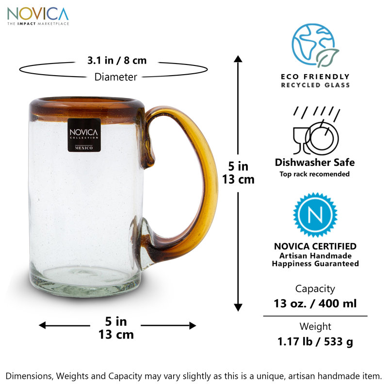 6 pièces Esbern Ensemble de verres à bière en verre, Ambre
