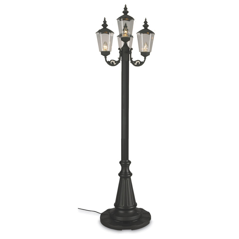 Lampadaire d'extérieur à 4 lumières 85 po Sharolyn, Noir