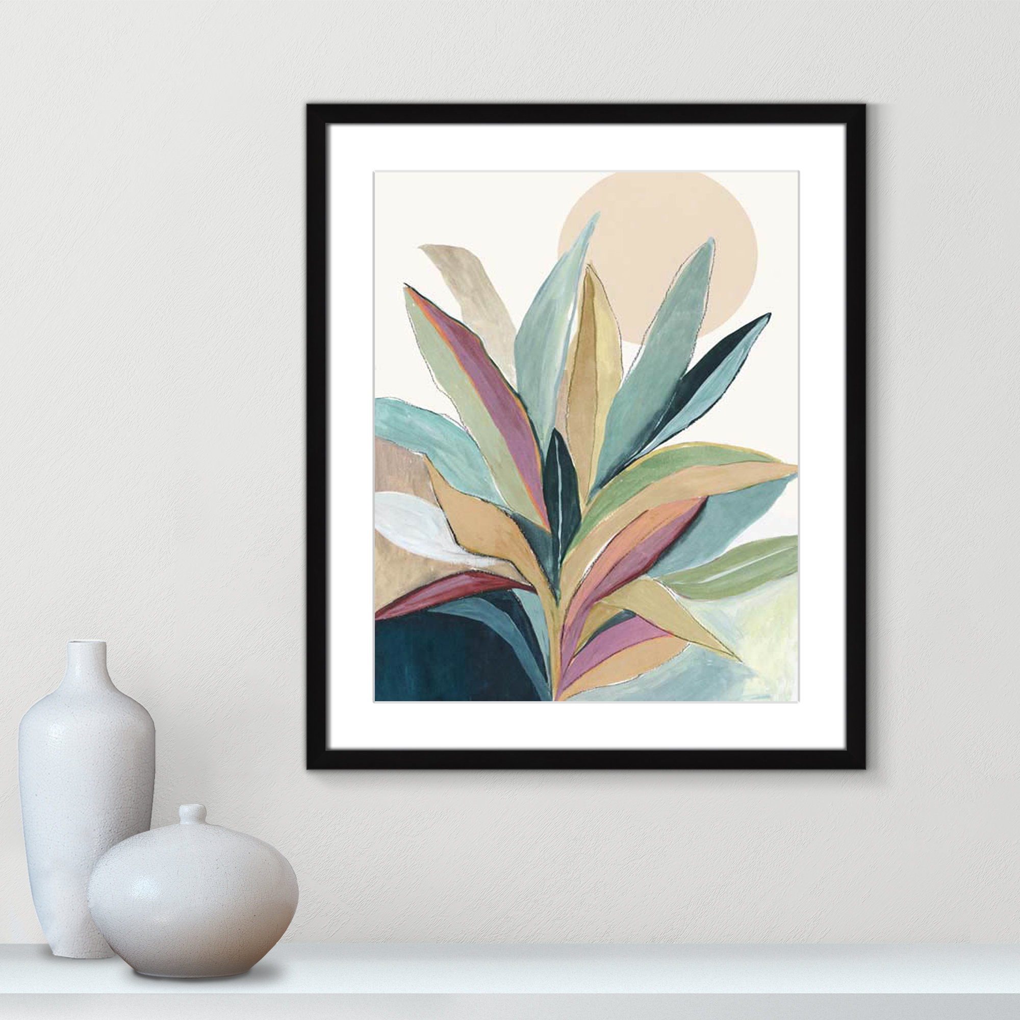Sherbrooke Sunny Bright Leaves I by Asia Jensen Print, Yes, 25.5" H x 21.5" W x 1.25" D, Black Single Picture Frame