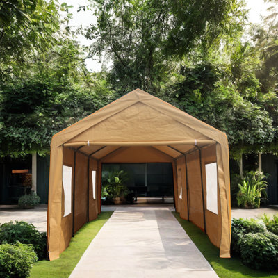 Pavillon de jardin robuste 10 x 20 pi, abri de voiture portatif pour voitures, camions, bateaux. Construction, imperméable et de protection, installation facile au gazebo d'extérieur portable, s'adapte à divers véhicules.