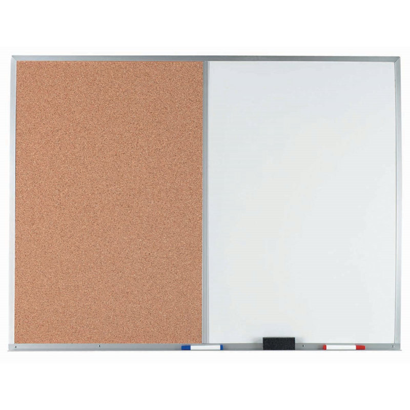 AARCO No Cork Metal Combination Board, 3' H x 4' L