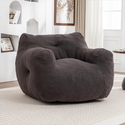 Fauteuil à billes 1 place classique gris en mousse à haute densité pour adulte