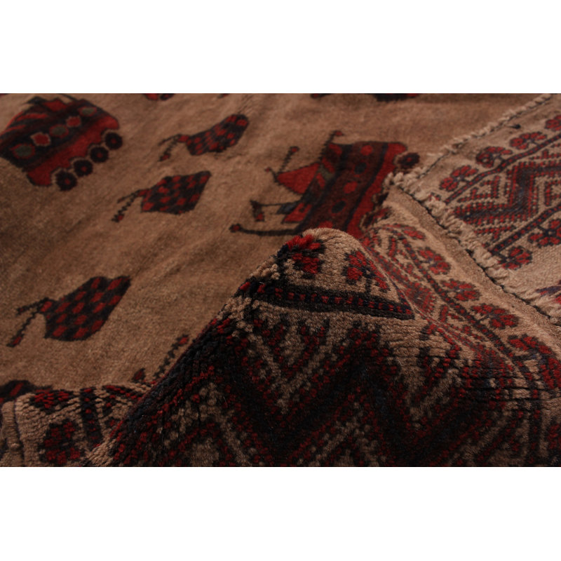 Isolde One-of-a-Kind Rectangle 6'8" X 9'3" 1980s Wool Area Rug in Red/Tan/Dark Brown