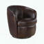 Fauteuil demi-tonneau pivotant en cuir à grain supérieur - bronze - sans assemblage-1714224947