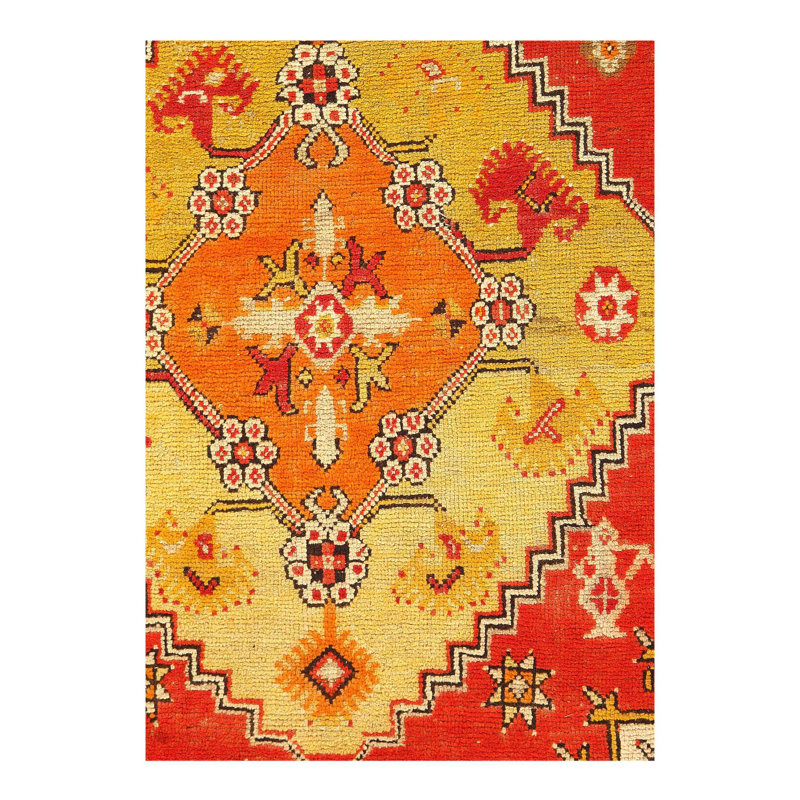 Tapis oriental brun / rouge / or en laine / coton 3 pi 11 po x 4 pi 6 po Oriental