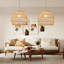 Luminaire suspendu Nagle, luminaire suspendu en rotin tissé, abat-jour en rotin en osier pour le bar-salon-1098673791