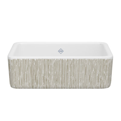 Lancaster 30" Single Bowl Farmhouse Apron Front Fireclay Kitchen Sink With Lines Design