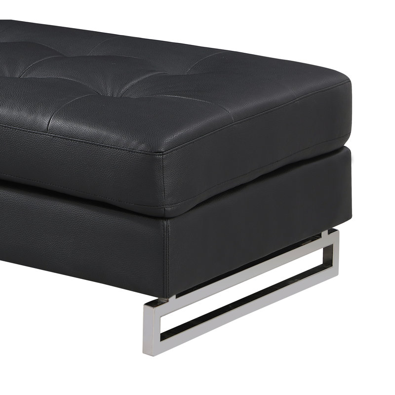 Repose-pieds en cuir véritable de qualité mondiale Global, Noir