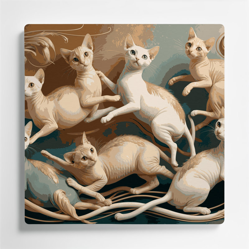 Art mural en métal chats brun Minskin, H 32 po x l 32 po