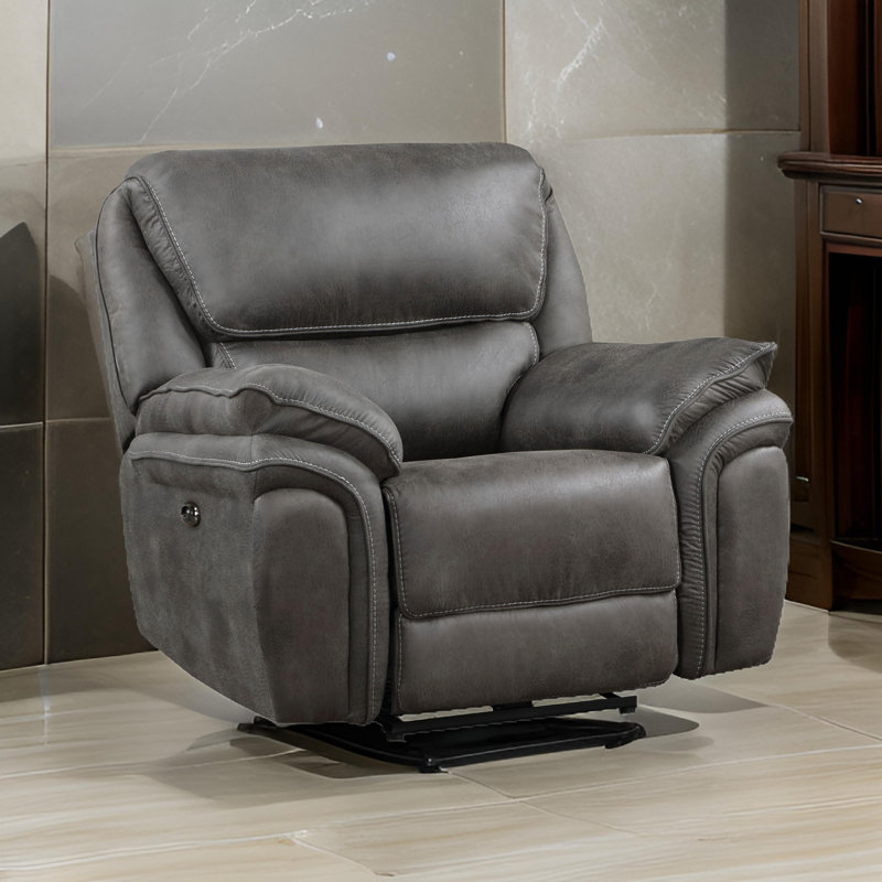 Kristeena Upholstered Power Reclining Home Theater Seat, Gray