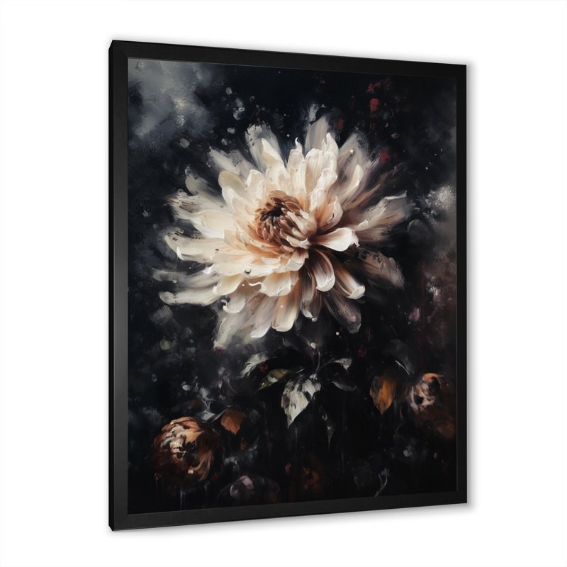 Crème de lotus floral Dreams II - imprimé, Cadre photo noir, H 20 po x l 12 po x P 1 po