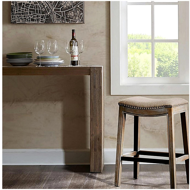 Saddle Counter Stool, Light Brown, Brown
