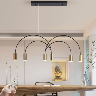 Modern 6 - Light Dimmable Kitchen Island Linear LED Pendant