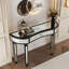 Console à miroir demi-lune 47 po avec tiroir en verre cannelé et poignée en cristal-34063721