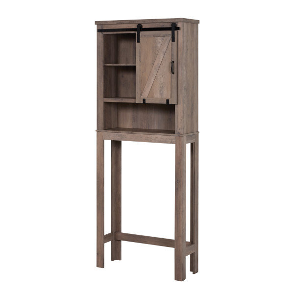 Over-the-Toilet Spacesaver Bathroom Storage with Sliding Barn Door