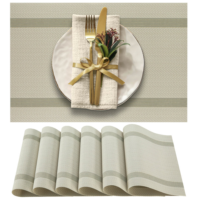 Iycess Striped Rectangle Placemat, Beige