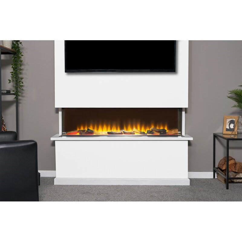 Recessed Wall Mounted Electric Fire, 49cm H x 130.4cm W x 23.5cm D