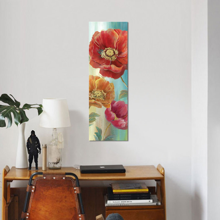 « popy panel red ii », reproduction d’impression sur toile tendue, H 48 po x l 16 po x P 1,5 po, Toile tendue