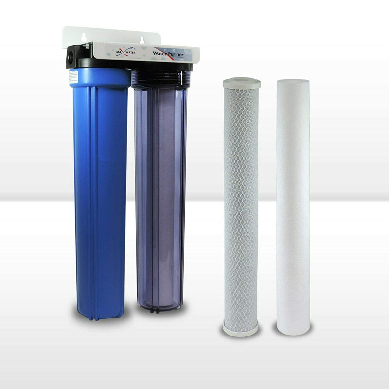 Système de filtration d'eau à 2 étages Max Water (20 x 2,5 pouces) - Sédiments + CTO
