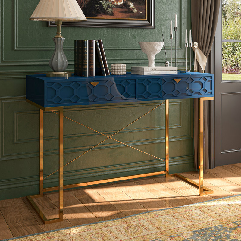 Araneli Metal Base Standing Desk, Blue
