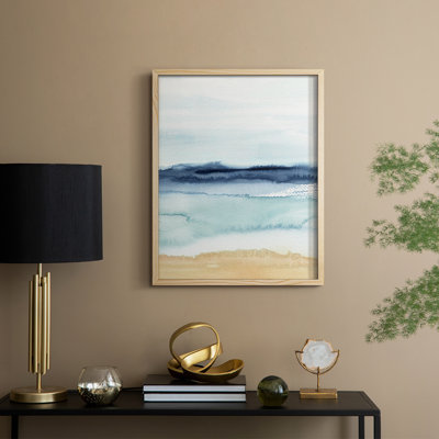 Watercolor Ocean Horizon II, reproduction encadrée - bois massif