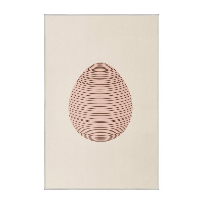 Soft Plush Escoto Easter Modern & Contemporary Abstract Area Rug in Beige – White Binding, 8x12