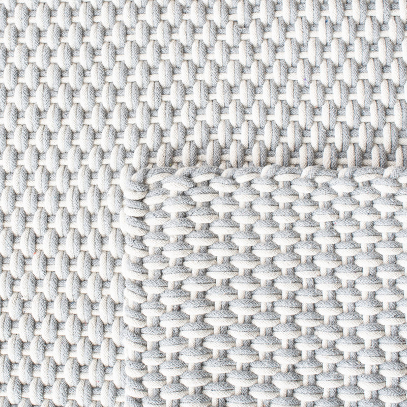 Bernel Handmade Flatweave Cotton Light Grey Area Rug, Rectangle 6 pi x 9 pi