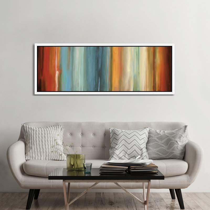 Flow II by Max Hansen - Panoramic Print on Canvas, White Floater Framed, 60.96 cm H x 182.88 cm W x 4.445 cm D