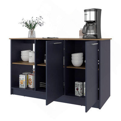 Kitchen Island with Storage Cabinet and Open Shelves