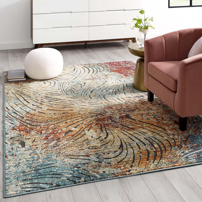Modway Tribute Ember Contemporary Modern Vintage Mosaic Area Rug, Rectangle 8' x 10'
