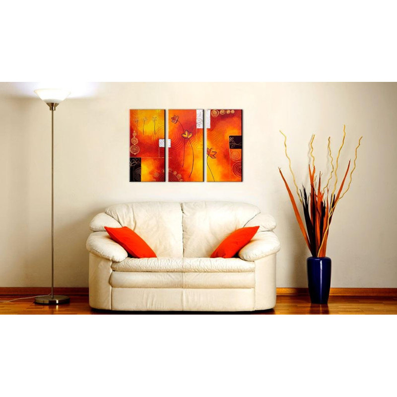 Flourish - 3 pièces, impression sur toile tendue, H 16 po x l 24 po x P 1 po