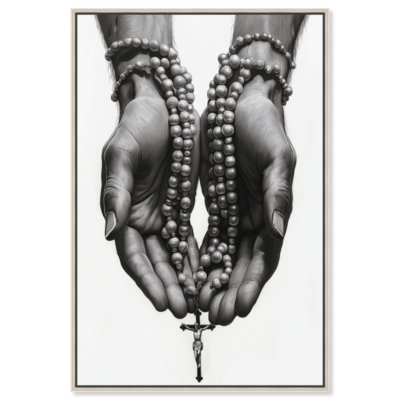  Sanctuary Hand Christian, art mural encadré, cadre argenté, 36 x 54, 55"H x 37"W, Silver Frame