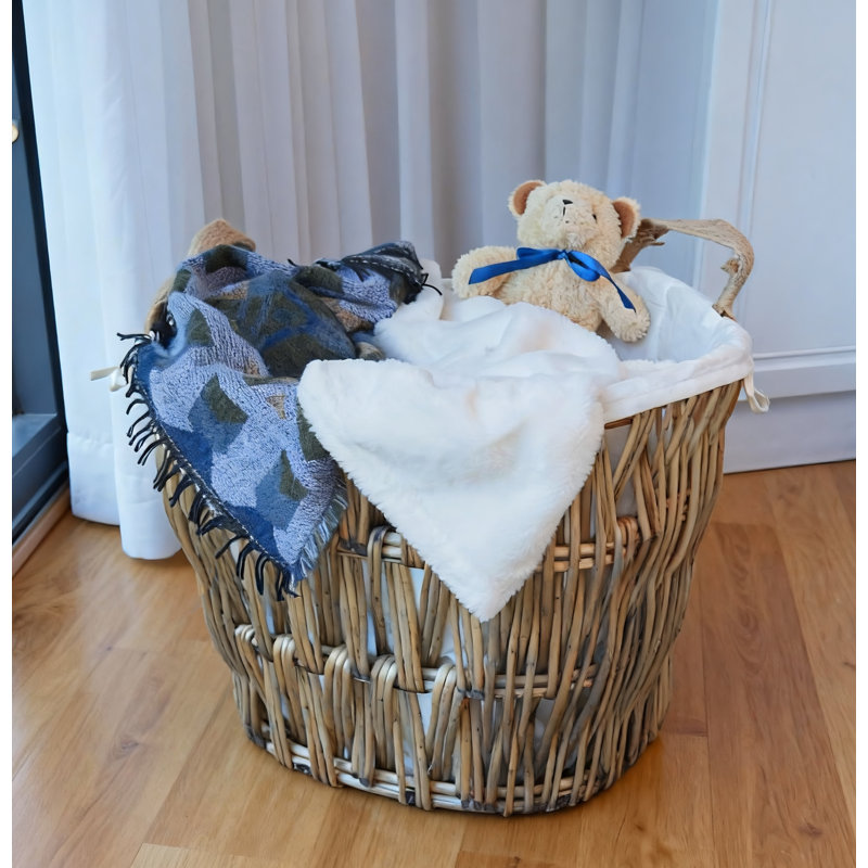 Green Wicker Decorative Storage Basket with Handles